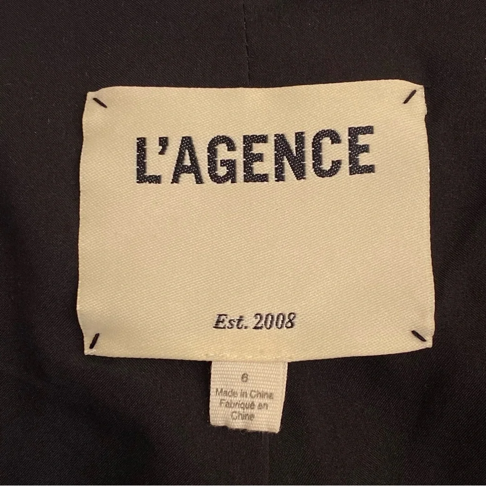 L’AGENCE KENZIE BLACK WHITE TWEED DOUBLE BREASTED BUTTON UP BLAZER JACKET - Picture 12 of 16